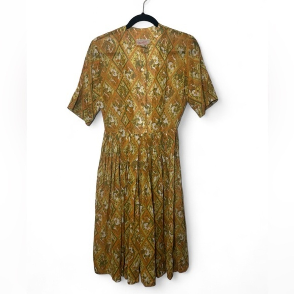 UNION TAG‎ Westbury Fashion 1950s-1960s Sheer Button Short Sleeve Pinup Dress